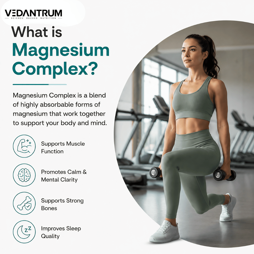 5-Form Chelated Magnesium Complex with B6, Zinc & D3 | Sleep, Muscle & Stress Support | Vedantrum Mag5Pro