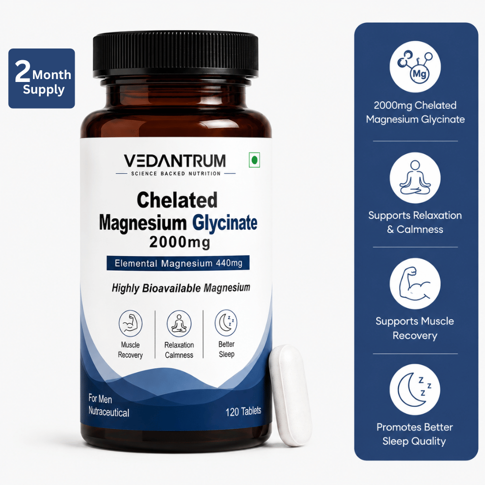 Magnesium Glycinate 2000mg | High Absorption Chelated Formula | Sleep & Muscle Support | Vedantrum