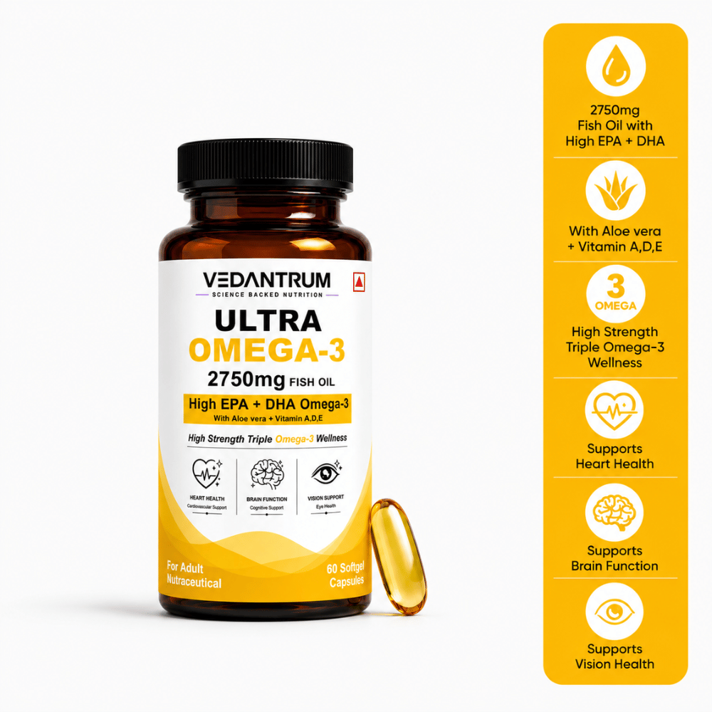 Vedantrum Ultra Omega-3 Fish Oil 2750mg | Heart & Brain Support