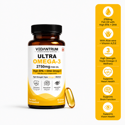 Vedantrum Ultra Omega-3 Fish Oil 2750mg | Heart & Brain Support
