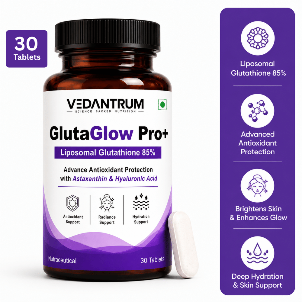 Liposomal Glutathione 85% 500mg | Skin Brightening & Whitening Support Supplement | Vedantrum GlutaGlow Pro+