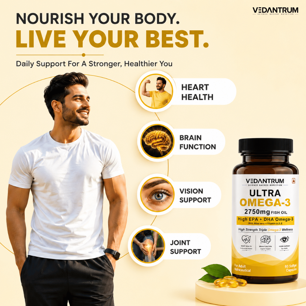 Vedantrum Ultra Omega-3 Fish Oil 2750mg | Heart & Brain Support