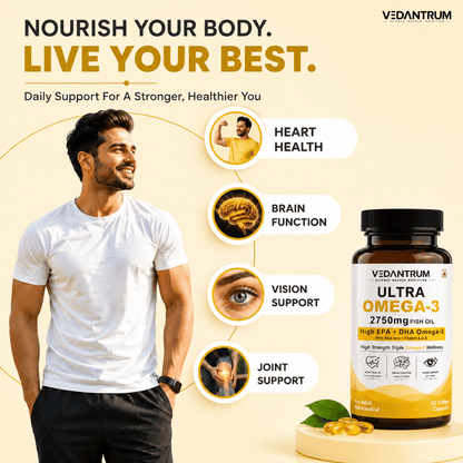 Vedantrum Ultra Omega-3 Fish Oil 2750mg | Heart & Brain Support