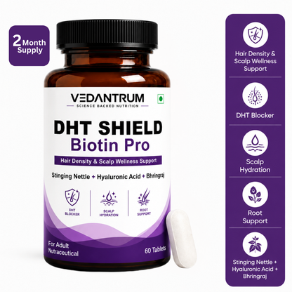 Biotin with DHT Blocker | Hair Growth & Hair Fall Control Supplement | DHT Shield Biotin Pro
