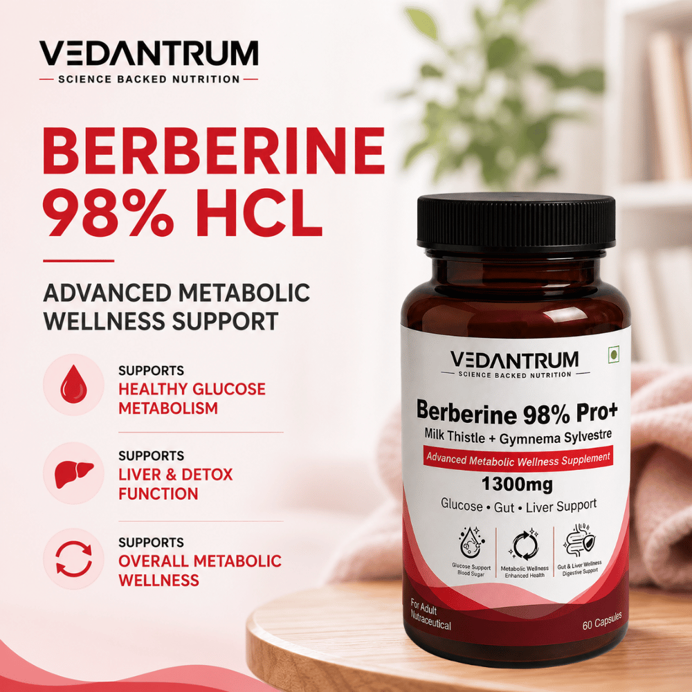 Berberine 98% with Milk Thistle | Blood Sugar, Gut Health & Metabolic Support | Vedantrum