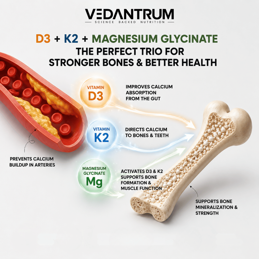 Vitamin D3 600IU + K2 MK7 | Vegan Plant-Based | Bone, Heart & Immunity Support | Vedantrum