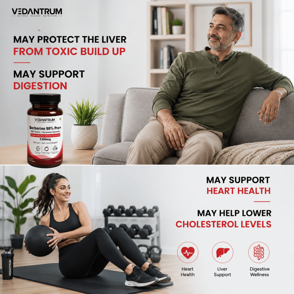 Berberine 98% with Milk Thistle | Blood Sugar, Gut Health & Metabolic Support | Vedantrum