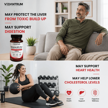 Berberine 98% with Milk Thistle | Blood Sugar, Gut Health & Metabolic Support | Vedantrum