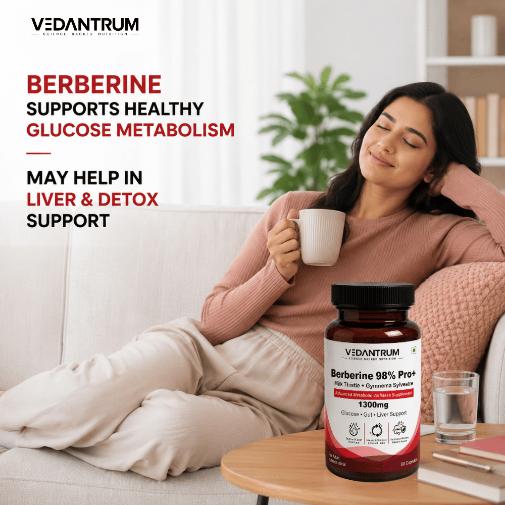 Berberine 98% with Milk Thistle | Blood Sugar, Gut Health & Metabolic Support | Vedantrum