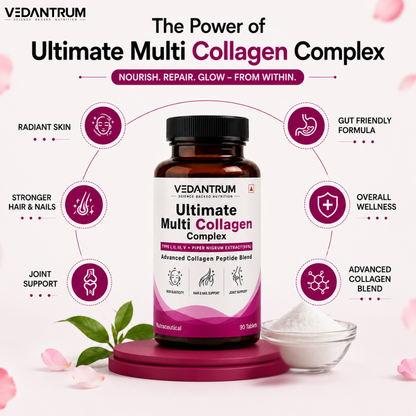 Vedantrum Ultimate Multi Collagen Complex | Glow, Joint Comfort & Hair Strength