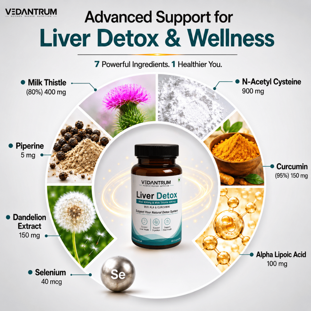 Liver Detox | Advanced Liver Cleanse & Antioxidant Support Supplement | Vedantrum