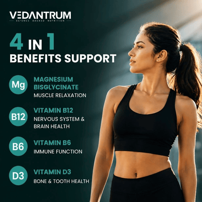Magnesium Glycinate ZMA Formula with Zinc, B6, B12 & D3 | Sleep & Recovery Support | Vedantrum MagProZ