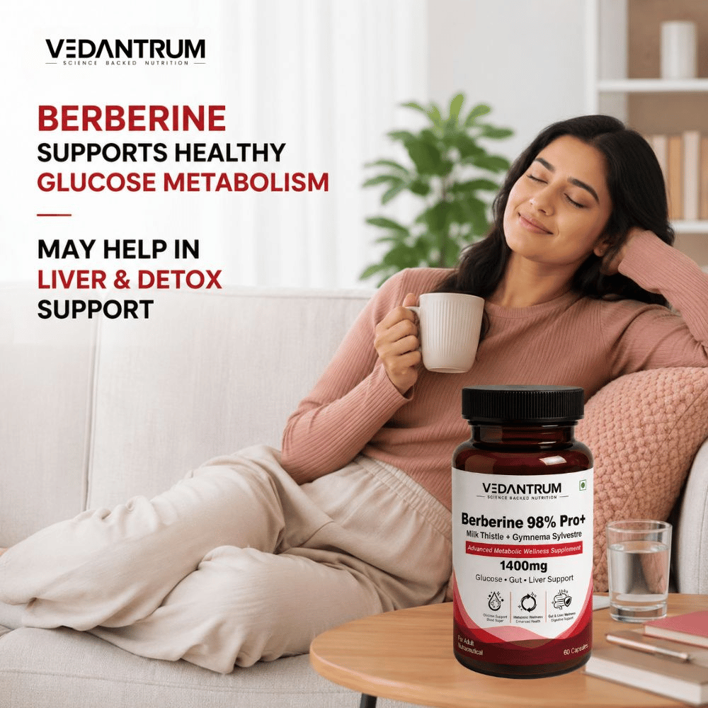 Berberine 98% with Milk Thistle | Blood Sugar, Gut Health & Metabolic Support | Vedantrum