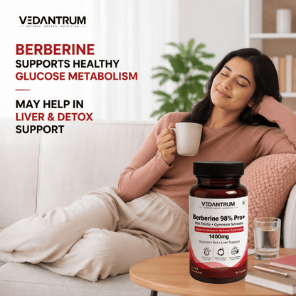 Berberine 98% with Milk Thistle | Blood Sugar, Gut Health & Metabolic Support | Vedantrum