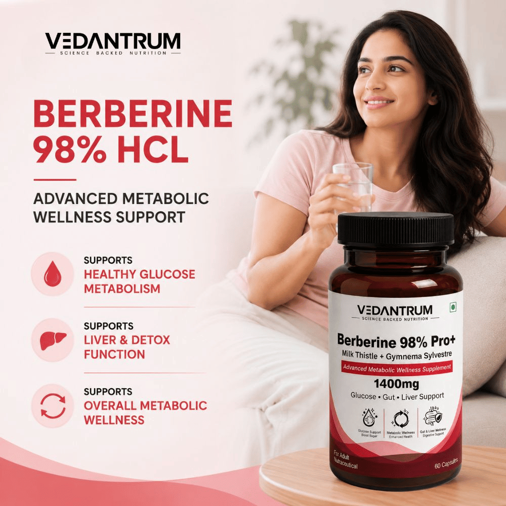 Berberine 98% with Milk Thistle | Blood Sugar, Gut Health & Metabolic Support | Vedantrum