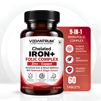 Chelated Iron 29mg + Folic Acid | Energy, Blood Building & Iron Deficiency Support