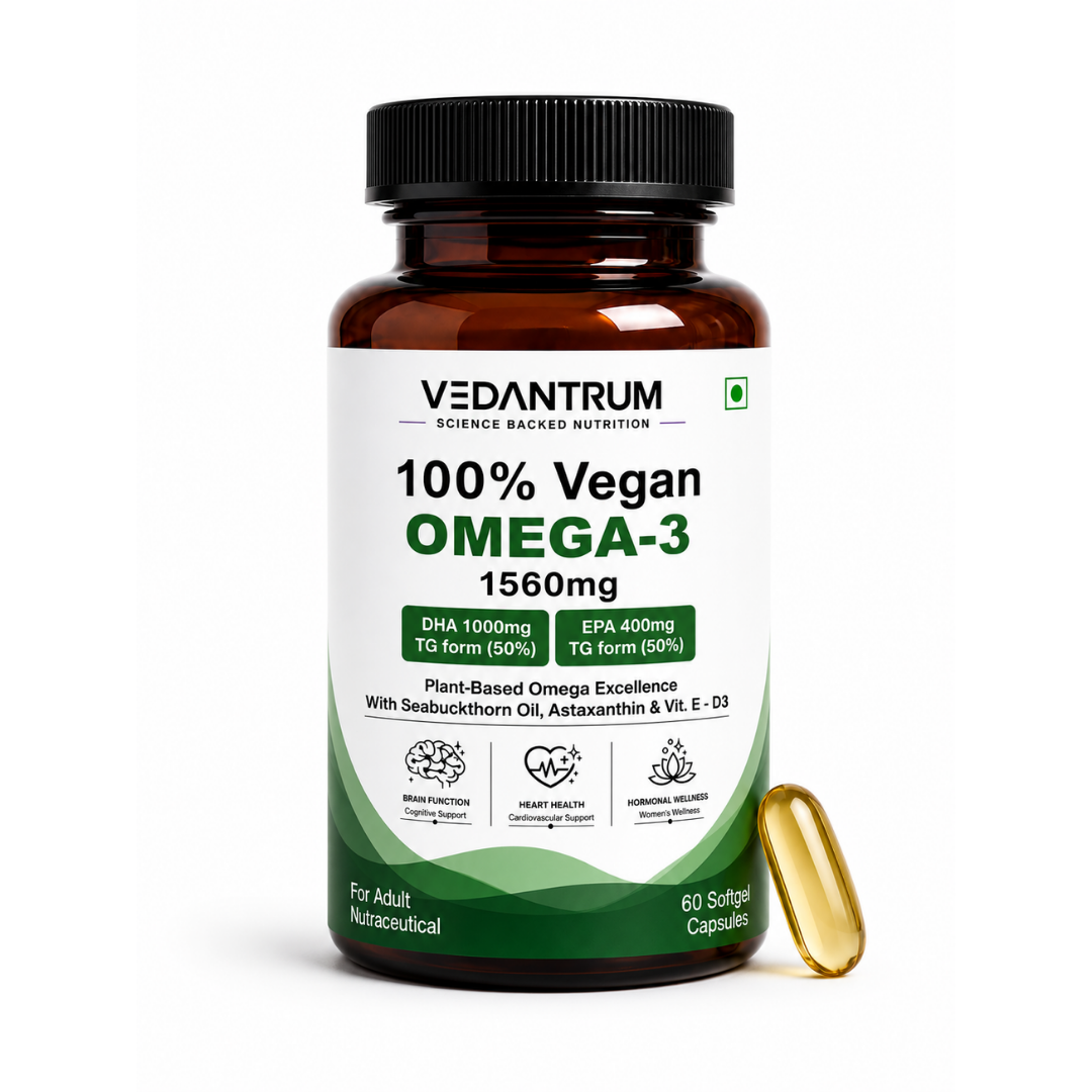 Vedantrum 100% Veg Omega 3 | Plant-Based Brain & Heart Support