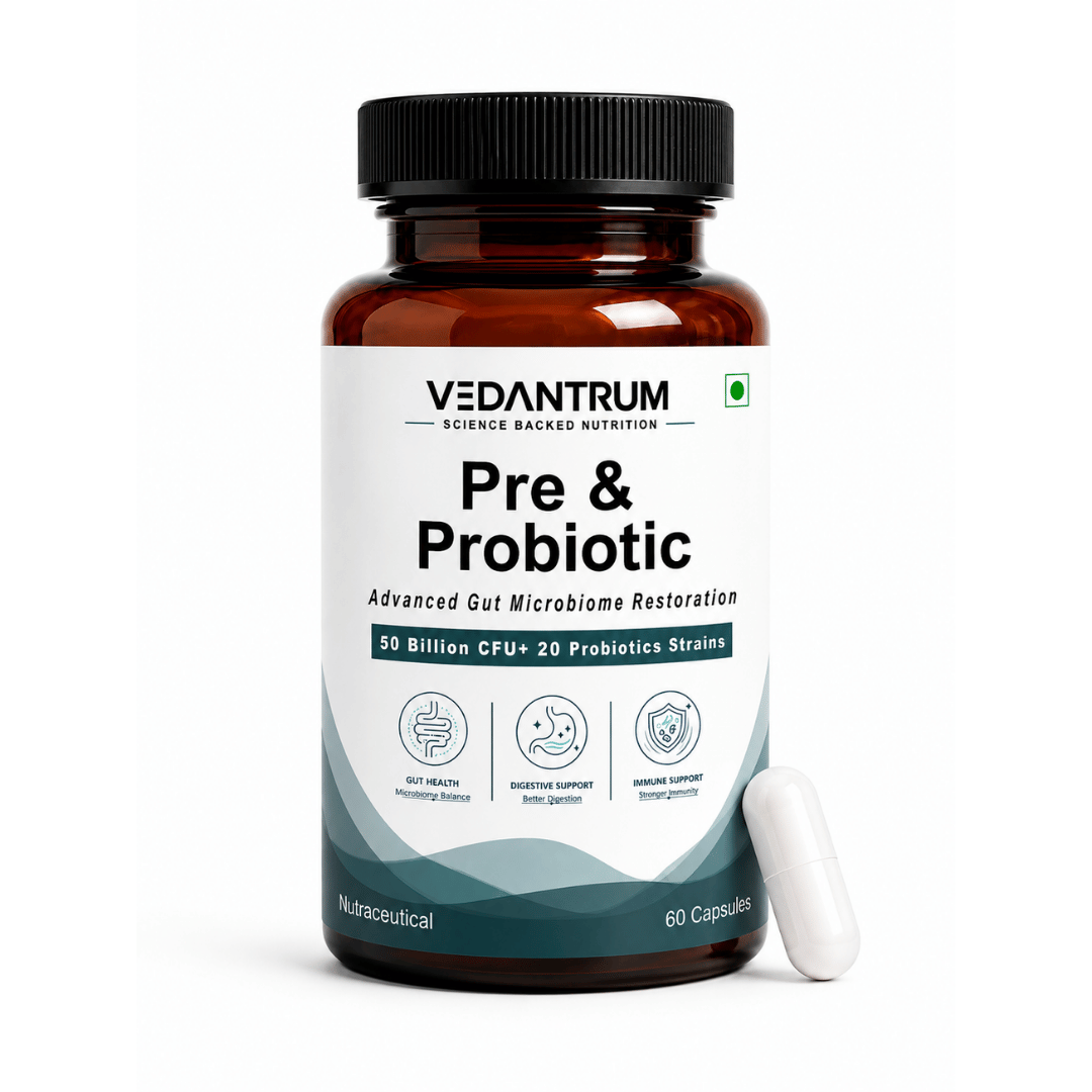 Prebiotics + Probiotics 50 Billion CFU | Gut Health, Immunity & Digestive Support | Vedantrum