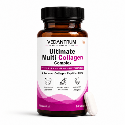Multi Collagen Complex Type I, II, III, V & X | Skin, Joint & Hair Support | Vedantrum