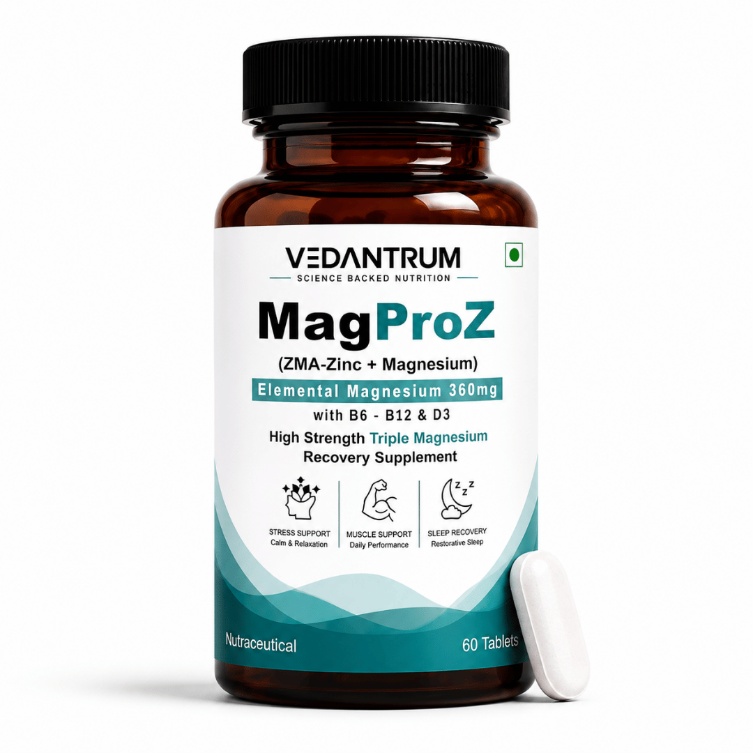 Magnesium Glycinate ZMA Formula with Zinc, B6, B12 & D3 | Sleep & Recovery Support | Vedantrum MagProZ