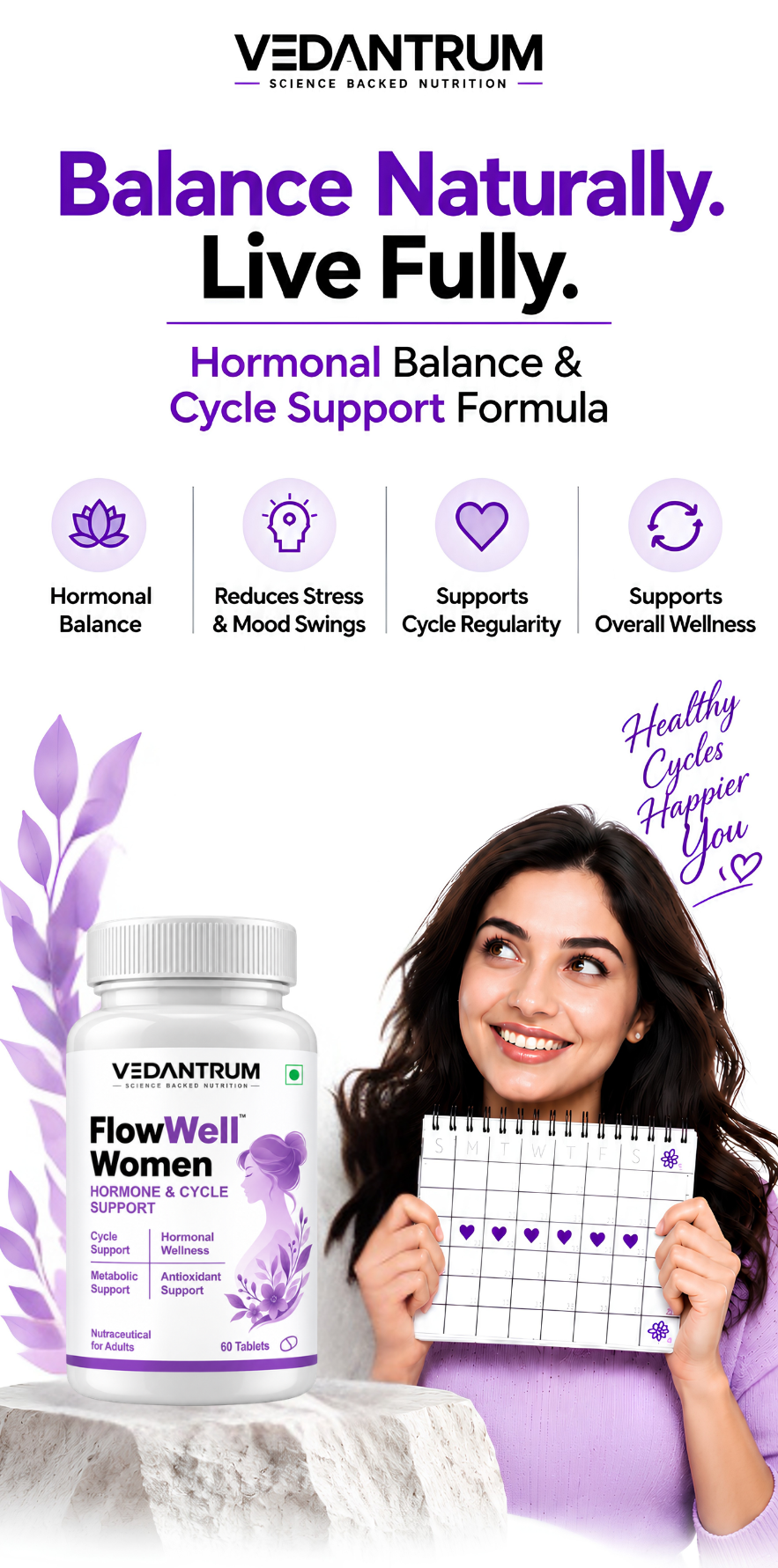 FlowWell  (Women) | Hormonal Balance & Women's Wellness Supplement | Vedantrum