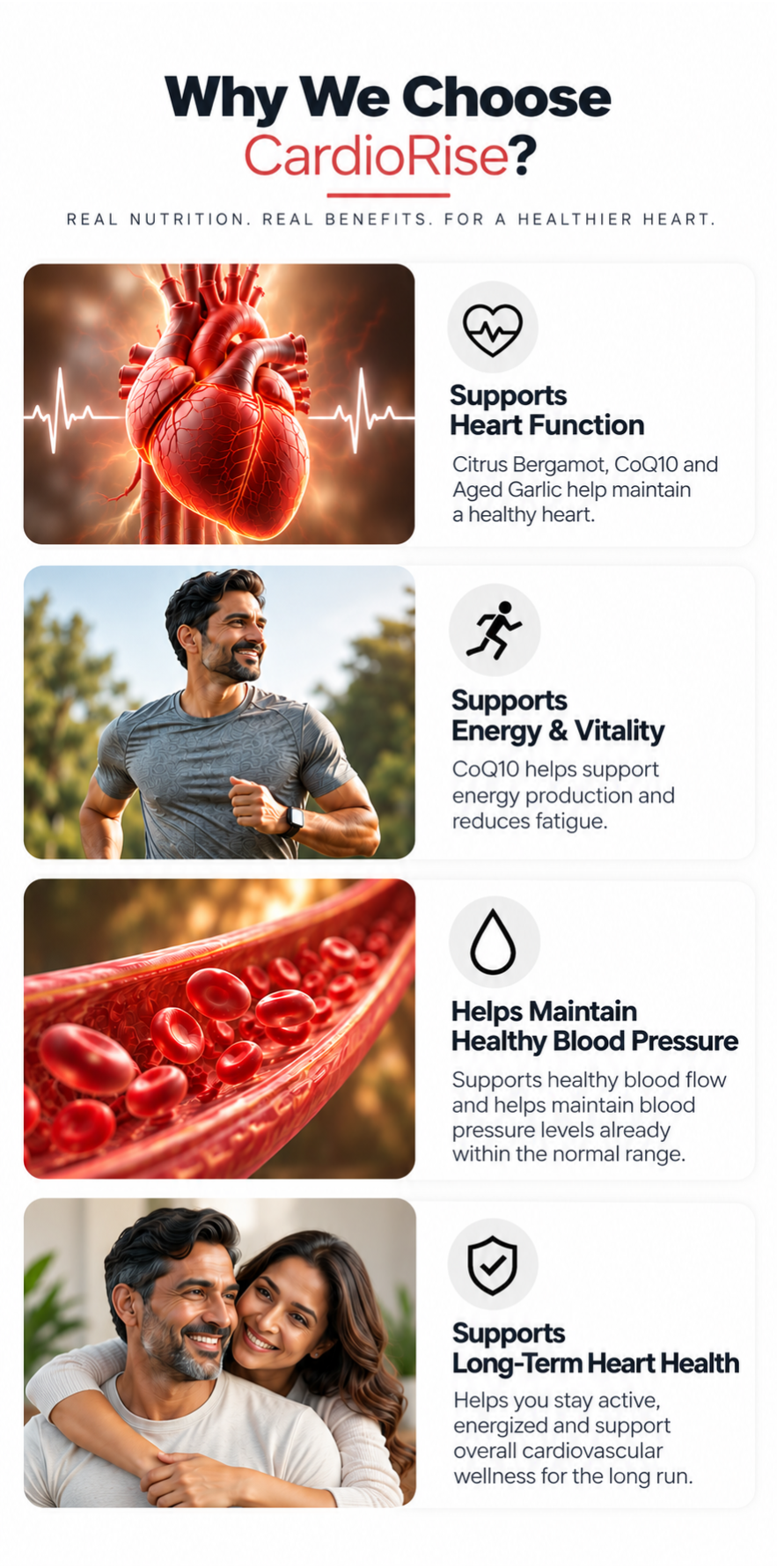 CardioRise | Citrus Bergamot, CoQ10 & Aged Garlic | Daily Heart Health & Cardiovascular Wellness Supplement | Vedantrum